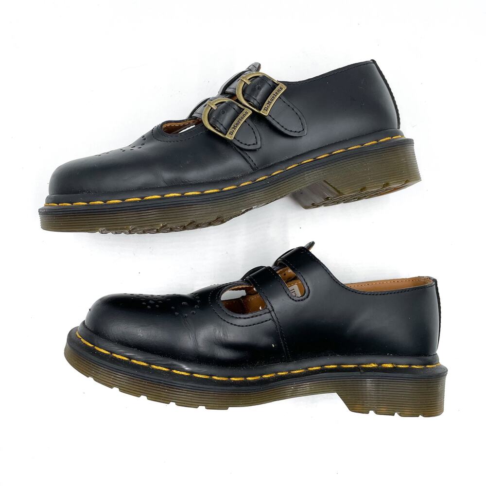 SOLD-Dr. Martens 12916 Mary Jane Loafers Black Leather Double Buckle Sz 6 - Picture 5 of 9